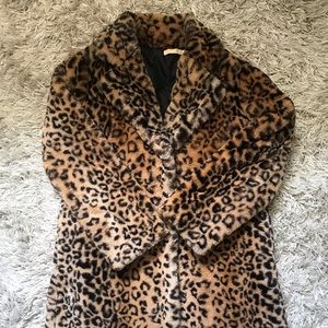 Cheetah print fur faux coat